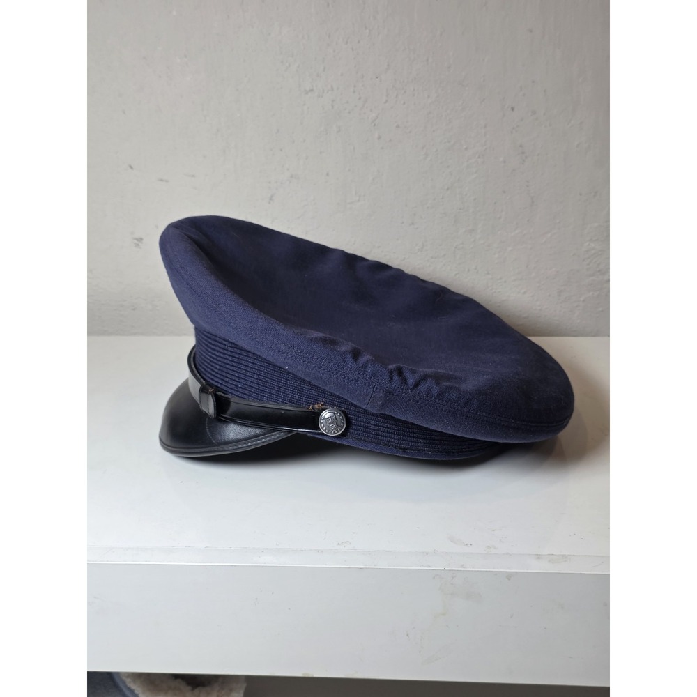 Vintage USAF Air Force Enlisted Service Cap Wire Crown Blue 7 5/8 1950-1970's ? - Picture 3 of 8